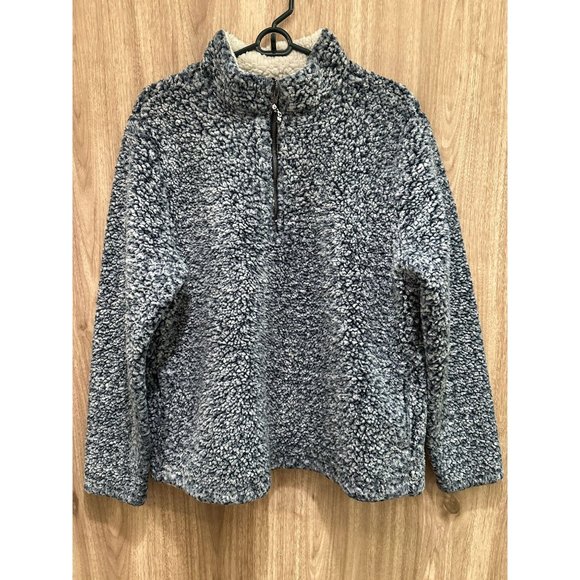 Time and Tru Women’s XL 16 18 Fuzzy Fleece 1/4 Zip Navy Blue Pullover Jacket Poc - Picture 1 of 6